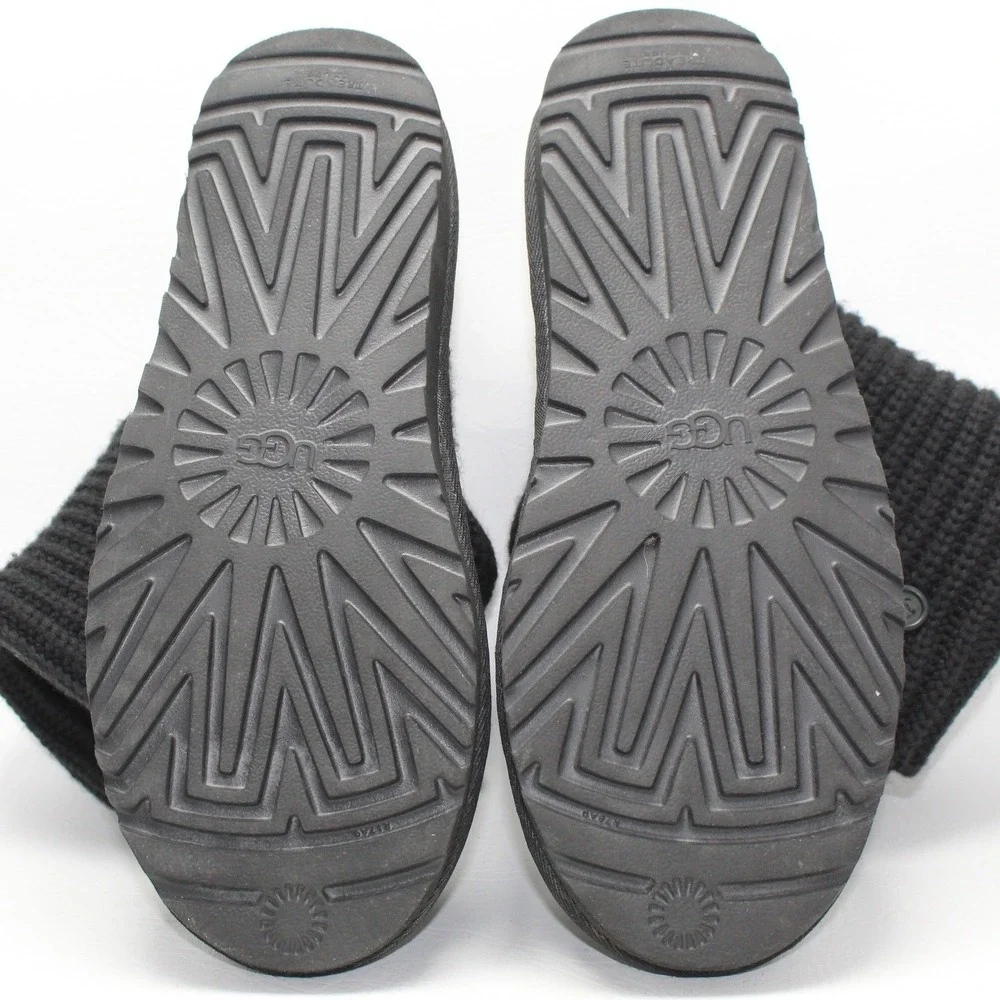 UGG Lattice Cardy Knit‎ Boots Black 3-Button Tall Discontinued Style Size 9